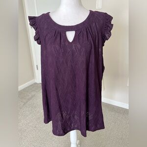 Perseption Purple Blouse with Ruffle Sleeves